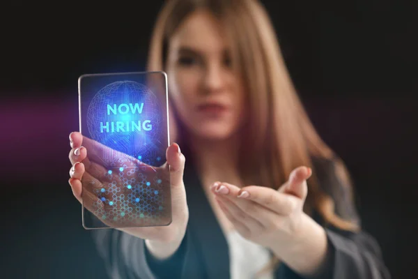 Conceito Negócio Tecnologia Internet Rede Jovem Empreendedor Trabalhando Uma Tela — Fotografia de Stock