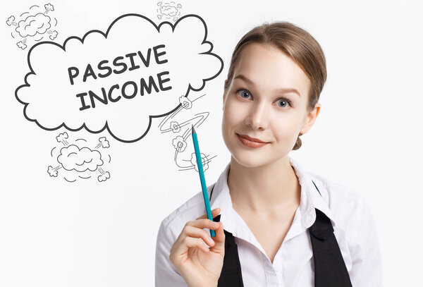 The concept of business, technology, the Internet and the network. A young entrepreneur working on a virtual screen of the future and sees the inscription: Passive income