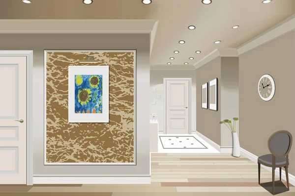 廊下のビンテージ インテリア。モダンな部屋のデザイン. — ストックベクタ