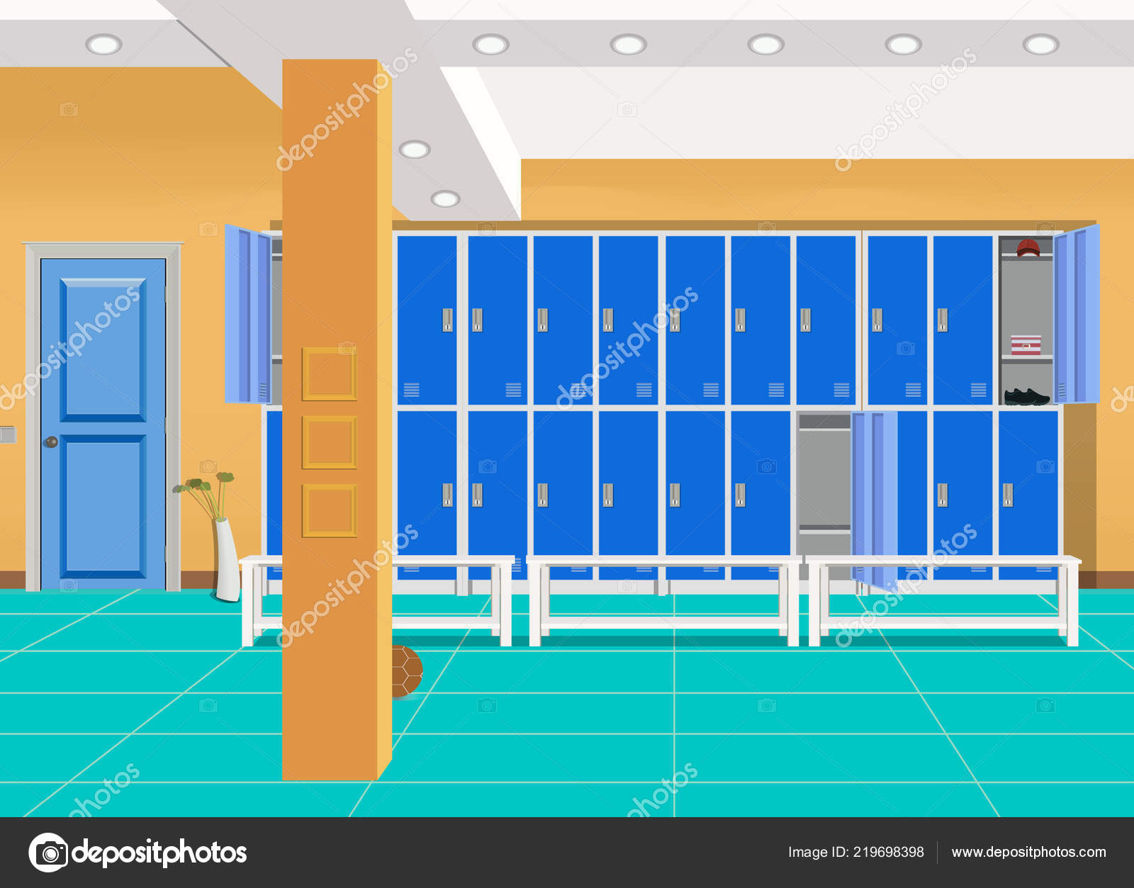 Locker Or Changing Room For Football Basketball Team