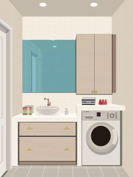 Bagno sfondo interno con mobili.Progettazione di bagno moderno. Illustrazione bagno . — Vettoriale Stock