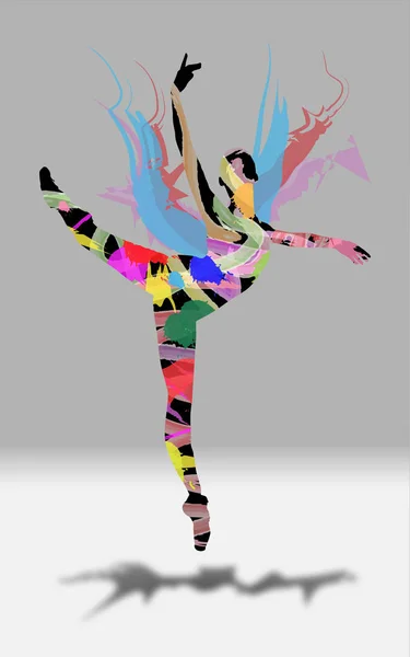 Dancer Silhouette Cor Scuole Ballo Eventi — Vetor de Stock
