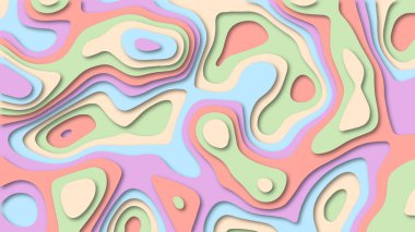 3D Kağıt afiş kağıt katmanları. Vektör arka plan tasarımı yatay soyut pürüzsüz origami şekli kağıt kesme, sıvı doku veya Web sitesi şablonu için topografya kavram akan.