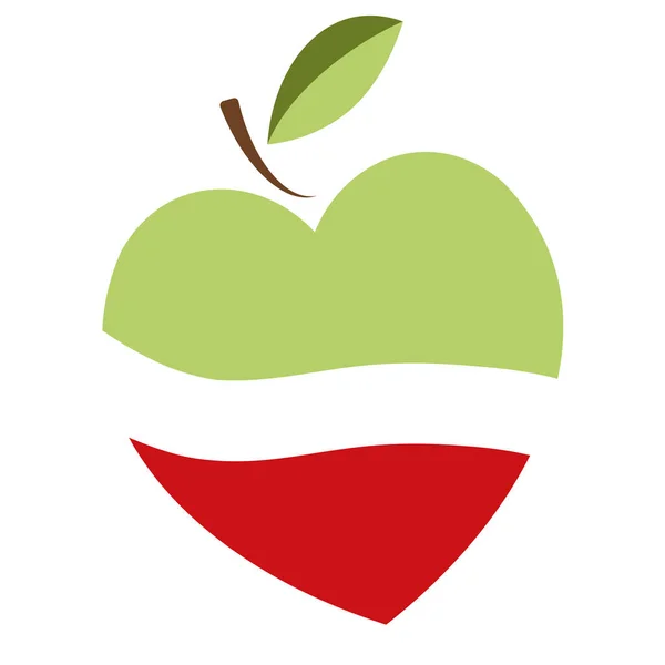 Manzana Verde Corazón Rojo Logotipo Del Vector Idea Diseño Logotipo — Vector de stock