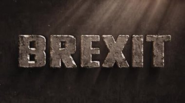 hızlı çatlaklar ile yaş ve yosun ve çim büyümek somut harfler Brexit animasyon. Brexit, Delay ve SUSPENTION konseptinin sürekli gecikme sembolü
