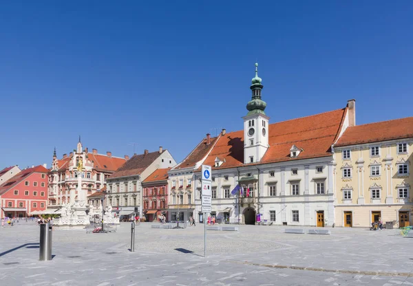 Maribor, Slovenya (22 Ağustos 2020) - Maribor 'un ana meydanı ve belediye binası