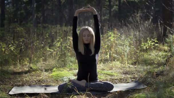 Donna che fa yoga nella foresta — Video Stock