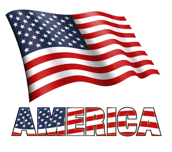 Amerikanska Flaggan Vifta Med Amerika Och Stars Stripes — Stock vektor