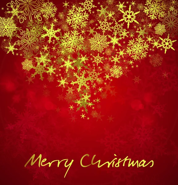 Kaskadierende Goldene Schneeflocken Weihnachtskarte Frohe Weihnachten Auf Einem Warmen Weinroten — Stockvektor