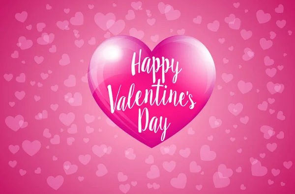 Glad Alla Hjärtans Dag Med Rosa Hart Valentine Kort — Stock vektor