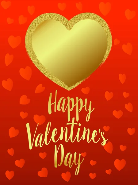 Guld Hjärta Glad Alla Hjärtans Dag Hjärtat Hjärtat Bakgrund Valentine — Stock vektor