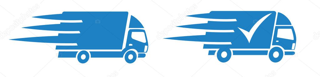 Fast Shopping Delivery Trucks Service Icons Symbol Button