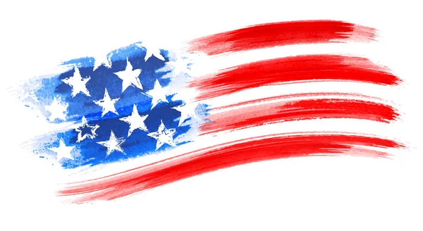 アメリカの旗の絵画、階層化されたベクターファイルとしてのブラシストローク — ストックベクタ