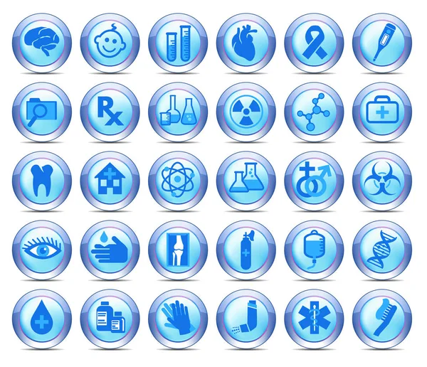 Колекція медичних іконок охорони здоров'я, символи на круглому столі — стоковий вектор