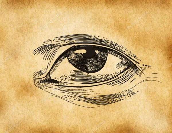 Grawerowanie ludzkie oko. Wszechwidzące oko — Zdjęcie stockowe