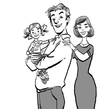 Mutlu bir aile. Mutlu bir aile düz vektör görüntü