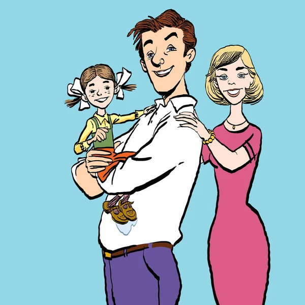 Mutlu bir aile. Mutlu bir aile düz vektör görüntü