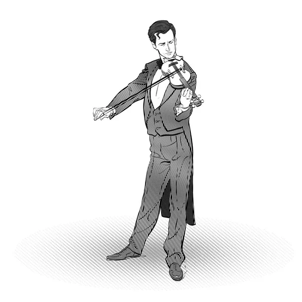 Personagem violinista a tocar música. Músico clássico . — Vetor de Stock
