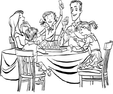 Anne küçük çocuklarıyla birlikte masa oyunu evde oynamak. Aile tatil kavramı.
