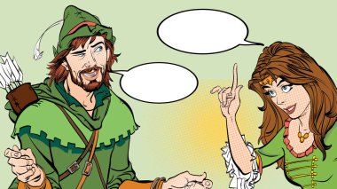 Erkek ve kadın. Robin Hood öğretim Prenses. Öğretim Prenses. Ortaçağ elbiseli Bayan. Ortaçağ efsane. Ortaçağ kadın. Robin Hood.
