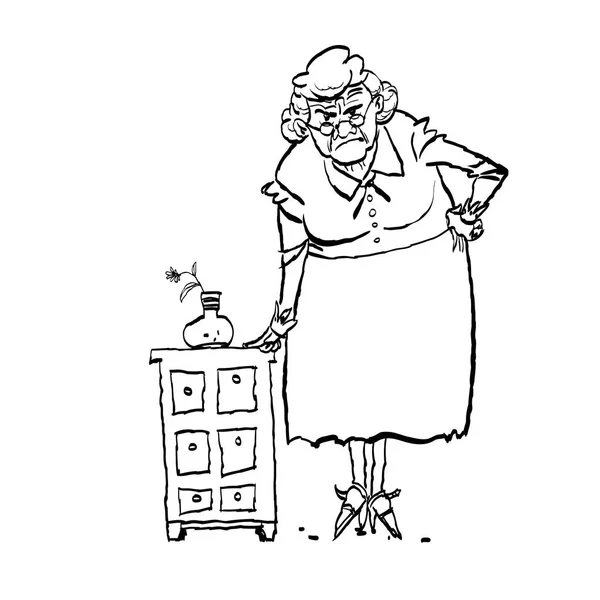 Angry grandma. Angry teacher. Wife getting angry while waiting for husband. Vector Graphics