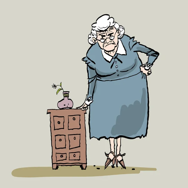 Angry grandma. Angry teacher. Wife getting angry while waiting for husband. Stock Illustration