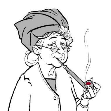 Büyükannem tütün piposu içiyor. Büyükanne pipo içiyor..