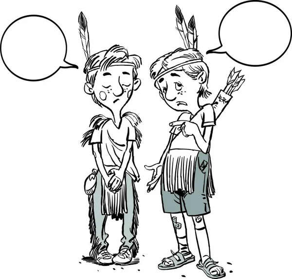 Dos adolescentes vestidos de indios. Dos chicos indios. . — Archivo Imágenes Vectoriales