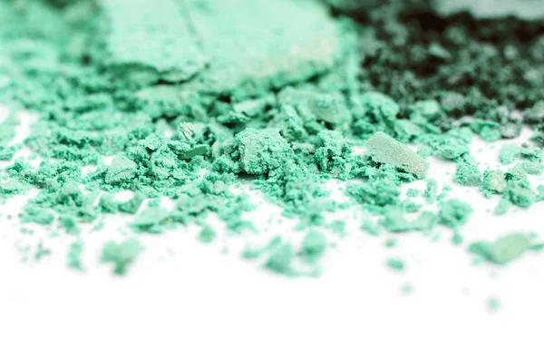 Textura Sombra Ojos Colores Verdes Fondo Agrietado Aislado Blanco —  Fotos de Stock