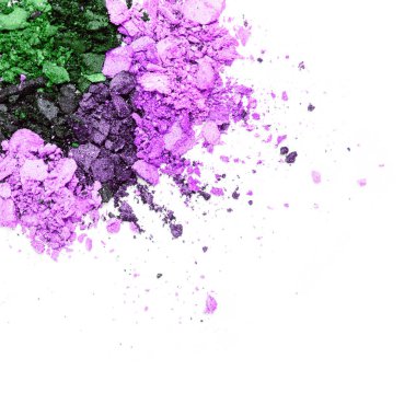 Kırık, nötr bir göz farı beyaz arka planda izole edilmiş. Üst manzara, düz yatış. Metnin için boşluk kopyala