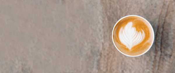 Cuppuccino Dengan Latar Belakang Bertekstur Batu Top Tampilan Berbaring Datar — Stok Foto