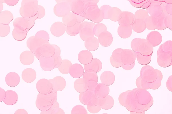 Roze Feestelijke Confetti Achtergrond Lichte Achtergrond Voor Viering Verjaardag Bovenaanzicht — Stockfoto