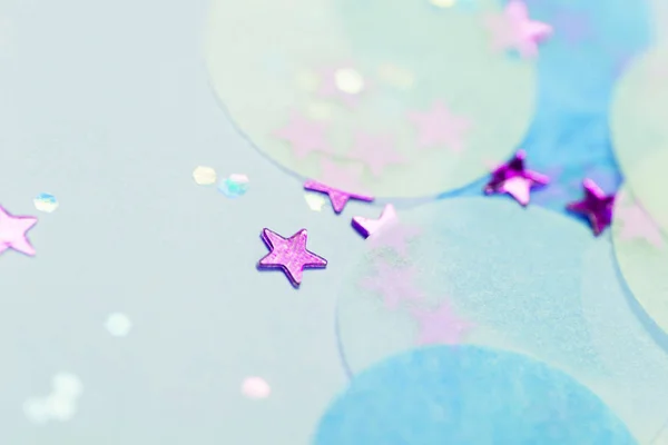 Blauwe Feestelijke Confetti Glitter Sterren Nieuwjaar Kerst Achtergrond — Stockfoto