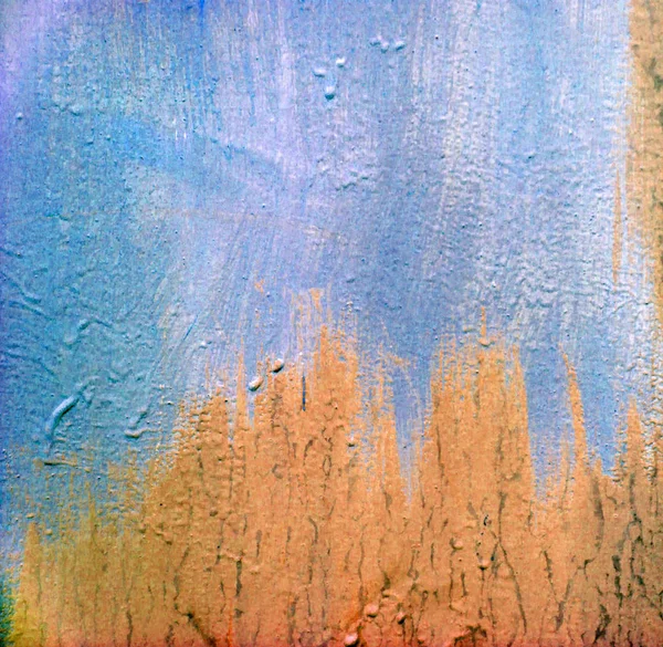 Blue and orange painted wall. Old faded texture