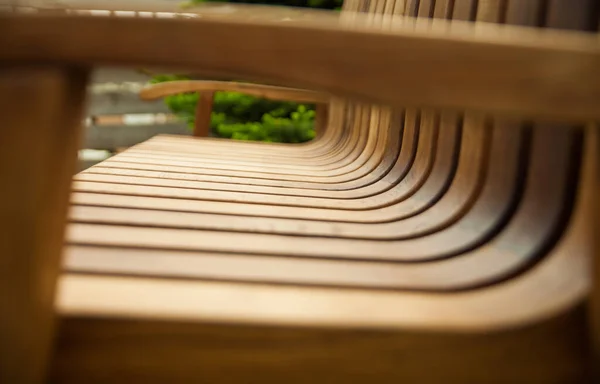 Wooden Park Bench Garden Macro Details — Stock Photo, Image