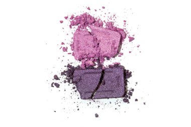 Pembe göz farı vuruşu beyaz arka planda izole edilmiş. Üst manzara, düz uzanma.