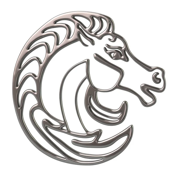 插图银色金属马头徽标 — 图库照片