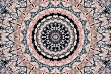 Soyut Renkli Boyalı Kaleydoskopik Grafik Arka Plan. Doku ile Fütüristik Psychedelic Hipnotik Fon Desen. Halk Etnik Çiçek Süs Mandala. Vintage Dekoratif Geometrik Mozaik