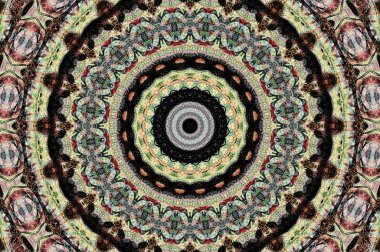 Soyut Renkli Boyalı Kaleydoskopik Grafik Arka Plan. Doku ile Fütüristik Psychedelic Hipnotik Fon Desen. Halk Etnik Çiçek Süs Mandala. Vintage Dekoratif Geometrik Mozaik