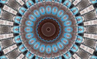 Soyut Renkli Boyalı Kaleydoskopik Grafik Arka Plan. Doku ile Fütüristik Psychedelic Hipnotik Fon Desen. Halk Etnik Çiçek Süs Mandala. Vintage Dekoratif Geometrik Mozaik