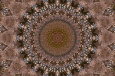 Soyut Renkli Boyalı Kaleydoskopik Grafik Arka Plan. Doku ile Fütüristik Psychedelic Hipnotik Fon Desen. Halk Etnik Çiçek Süs Mandala. Vintage Dekoratif Geometrik Mozaik