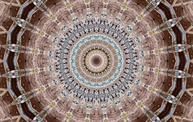 Soyut Renkli Boyalı Kaleydoskopik Grafik Arka Plan. Doku ile Fütüristik Psychedelic Hipnotik Fon Desen. Halk Etnik Çiçek Süs Mandala. Vintage Dekoratif Geometrik Mozaik