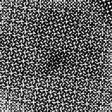 Grunge 'un arka planı küçük siyah ve beyaz halkalardan yapılmıştır. Yuvarlak Şekilli Soyut Kaplama Deseni