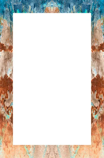 Old Grunge Weathered Peeled Painted Plaster Wall Frame Abstract Antique — Stock Photo, Image