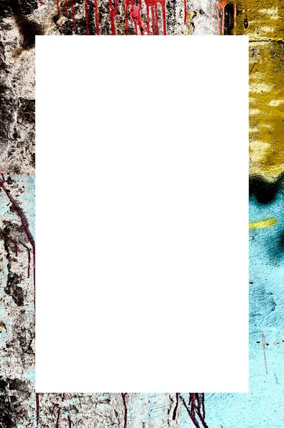 Moldura Parede Gesso Pintada Descascada Grunge Velha Com Textura Rachada — Fotografia de Stock