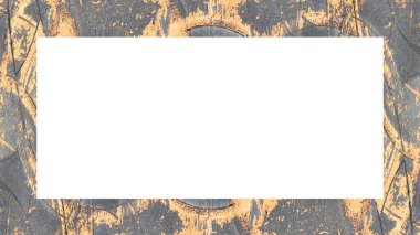 Yaşlı Grunge soyulmuş, soyulmuş, plastik duvarlı, soyulmuş antika çatallı desenli bir çerçeve. Retro Stucco çizilmiş desen. Resim için Boş Alan, Metin. Dikdörtgen yatay Sancak