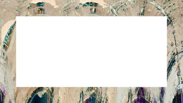 アンティーククラックなテクスチャの抽象的な古いグラウンジ風化皮塗り石膏壁フレーム レトロ スタッコ スクラッチ パターン 画像のための空のスペース テキスト 水平方向のバナーの長方形 — ストック写真