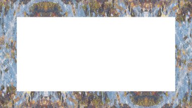 Yaşlı Grunge soyulmuş, soyulmuş, plastik duvarlı, soyulmuş antika çatallı desenli bir çerçeve. Retro Stucco çizilmiş desen. Resim için Boş Alan, Metin. Dikdörtgen yatay Sancak