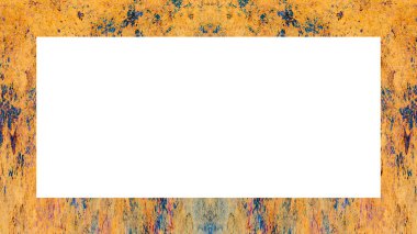 Yaşlı Grunge soyulmuş, soyulmuş, plastik duvarlı, soyulmuş antika çatallı desenli bir çerçeve. Retro Stucco çizilmiş desen. Resim için Boş Alan, Metin. Dikdörtgen yatay Sancak