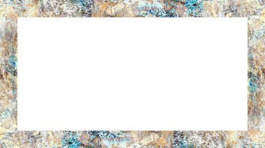 Yaşlı Grunge soyulmuş, soyulmuş, plastik duvarlı, soyulmuş antika çatallı desenli bir çerçeve. Retro Stucco çizilmiş desen. Resim için Boş Alan, Metin. Dikdörtgen yatay Sancak